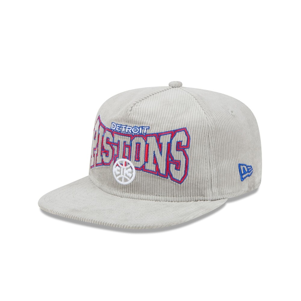New Era Detroit Pistons Gray Cord Golfer Hat - One Size